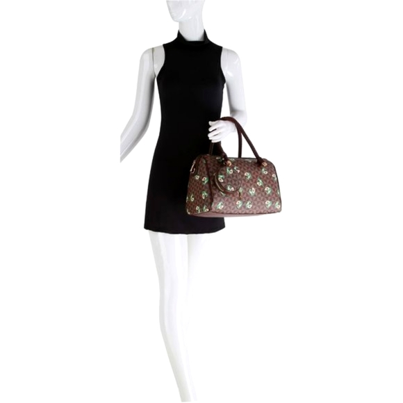 Ladies 3 PC Stunning Checked Avocado Theme Boston Bag Set - Picture 5 of 5